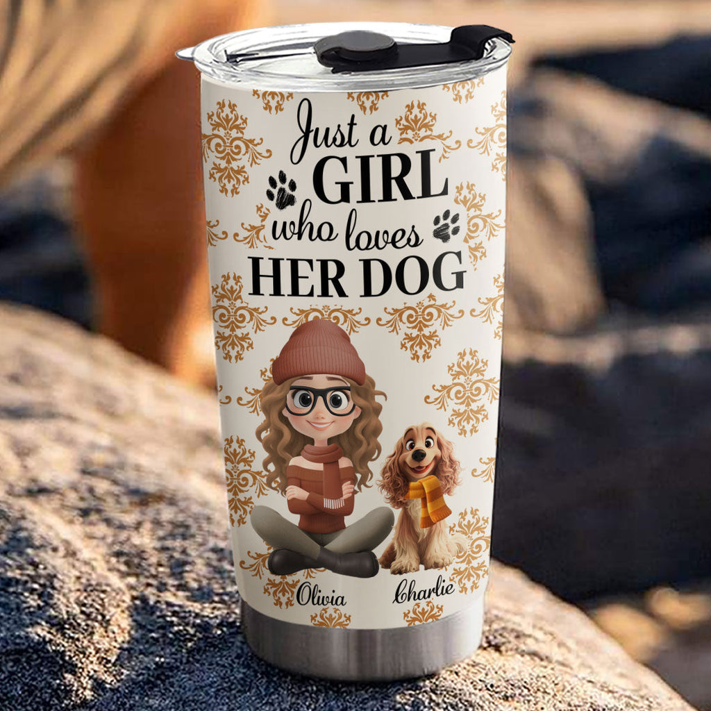 Custom Christmas Birthday Gifts For Dog Mom, Dog Lovers • Pumskin Dog Autumn - Personalized Tumbler