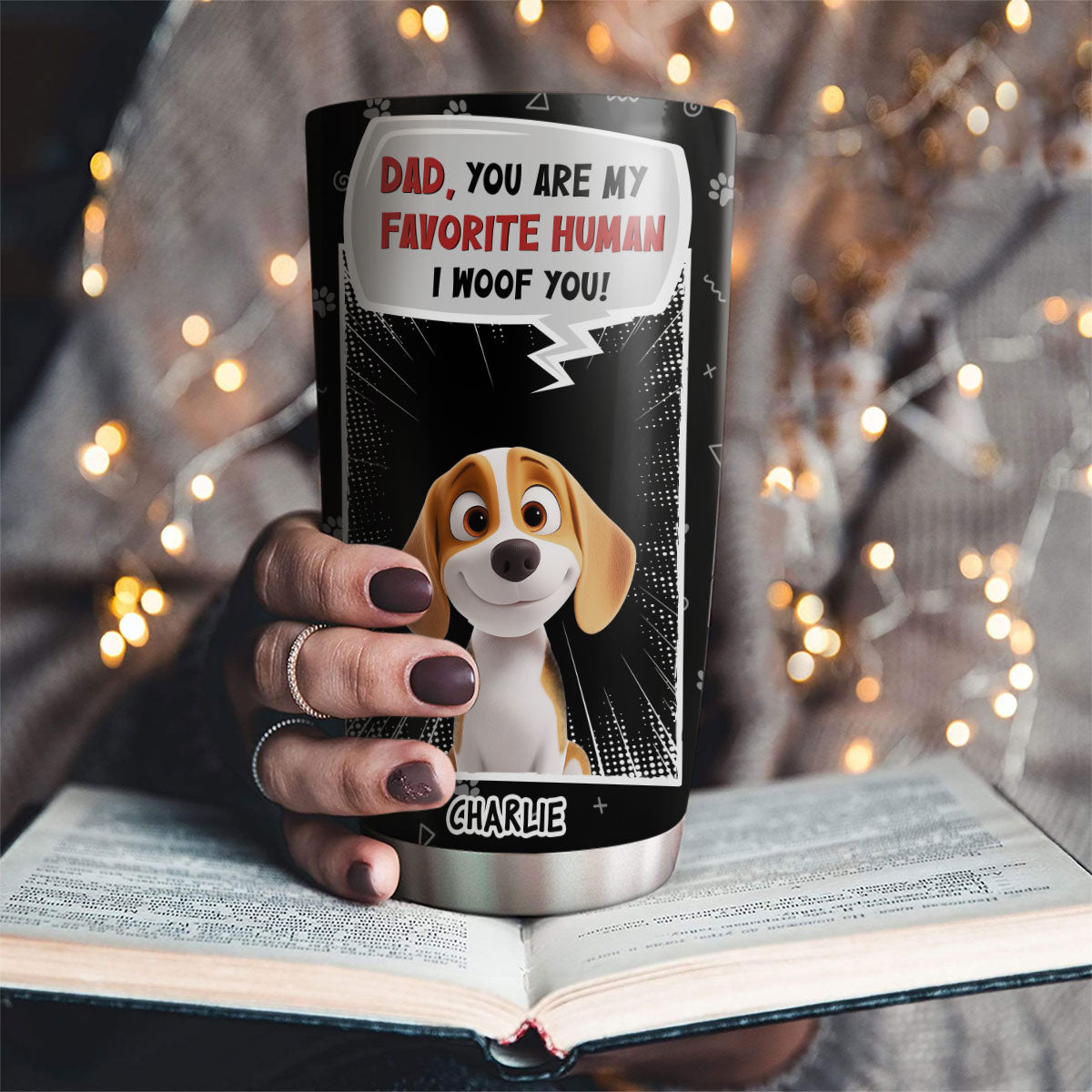 Custom Father's day Birthday Gifts For Dog Dad, Dog Lovers • My Favorite Human - Personalized Tumbler