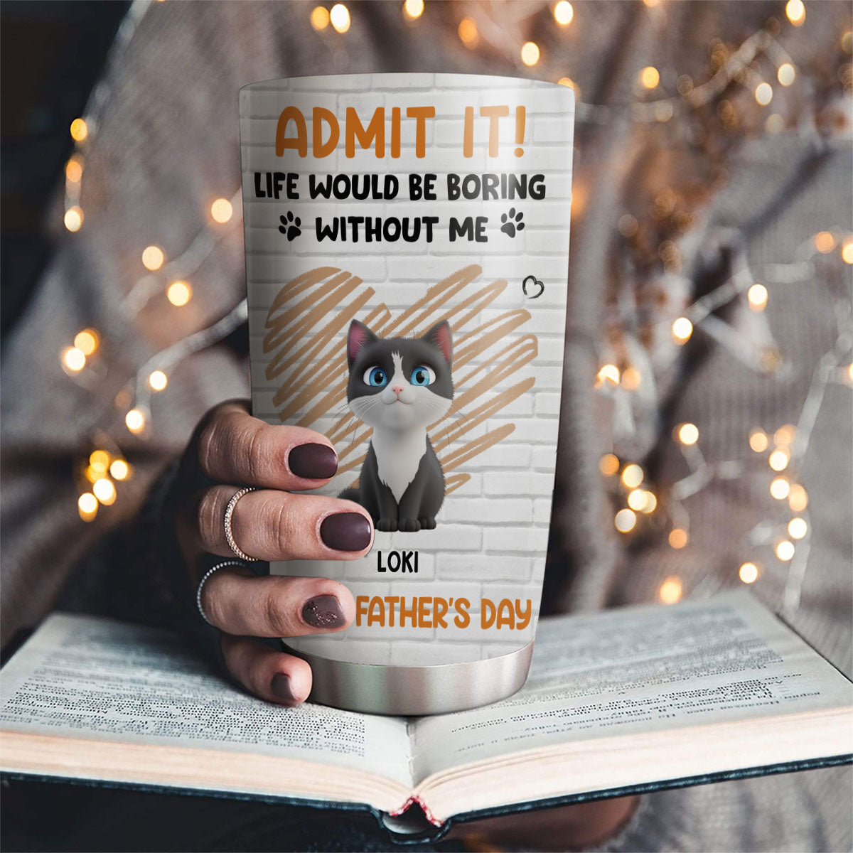 Custom Mother's day Birthday Gifts For Cat Mom, Cat Lovers • Admit It Cat Dad Orange - Personalized Tumbler