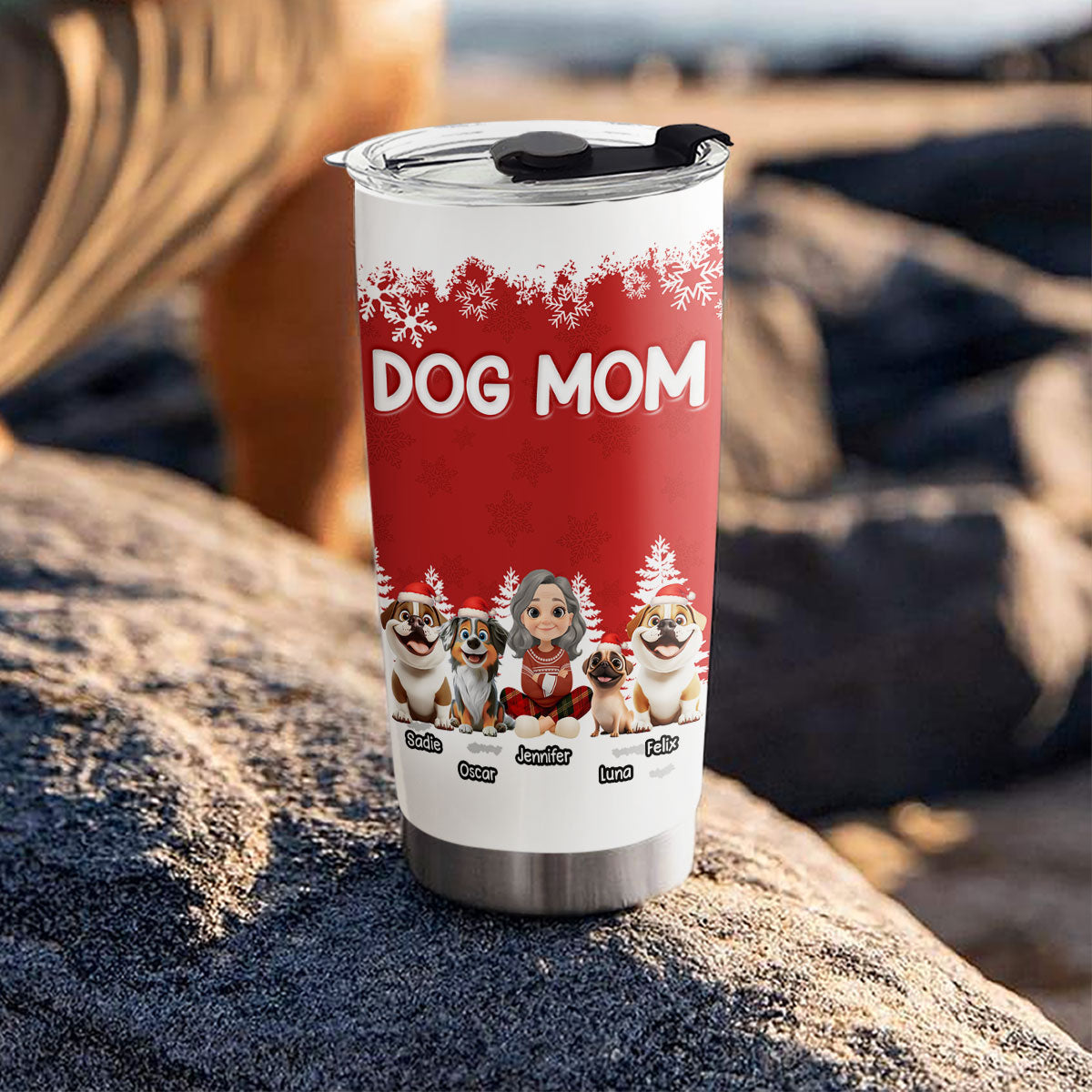 Custom Christmas Birthday Gifts For Dog Mom, Dog Lovers • Christmas 2025 Dog Mom - Personalized 3D Inflated Effect Tumbler
