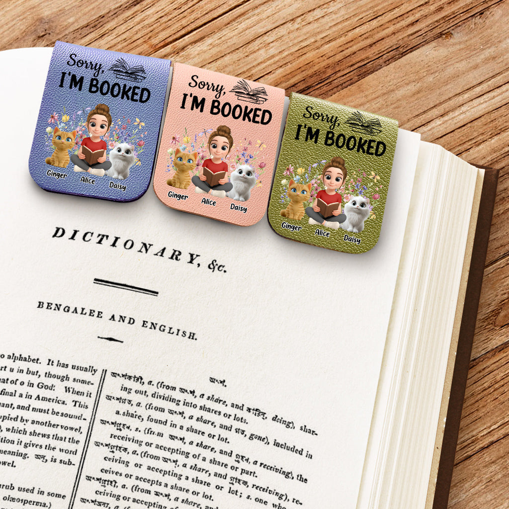 Booked Already By Cat - Personalized Leather Bookmark