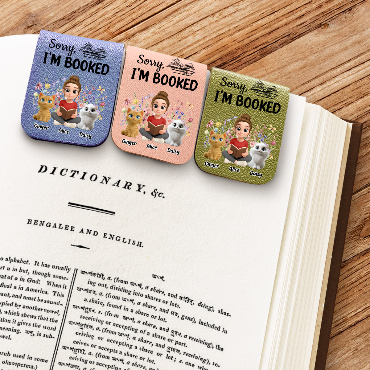 Booked Already By Cat - Personalized Leather Bookmark