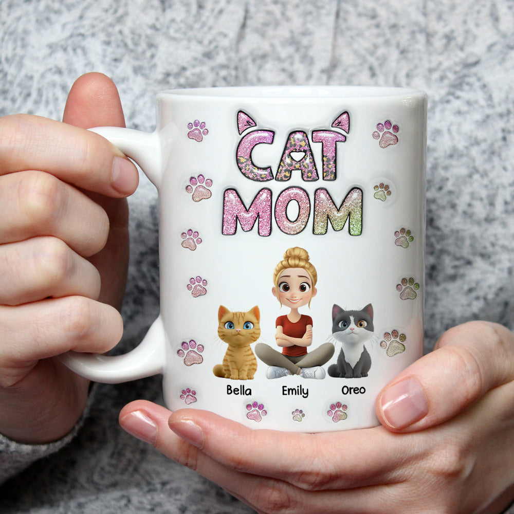 Custom Christmas Birthday Gifts For Dog Mom, Dog Lovers • Cat Mom Lovely Chibi - Personalized 3D Inflated Effect Mug