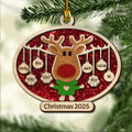 Christmas Reindeer Family Forever - Personalized 2-layered Wood Ornament