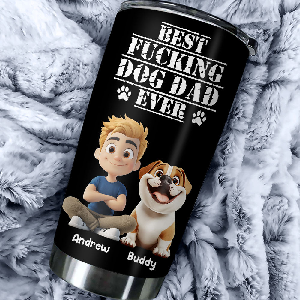 Custom Christmas Birthday Gifts For Dog Dad, Dog Lovers • Best Dad In The Hood - Personalized Tumbler