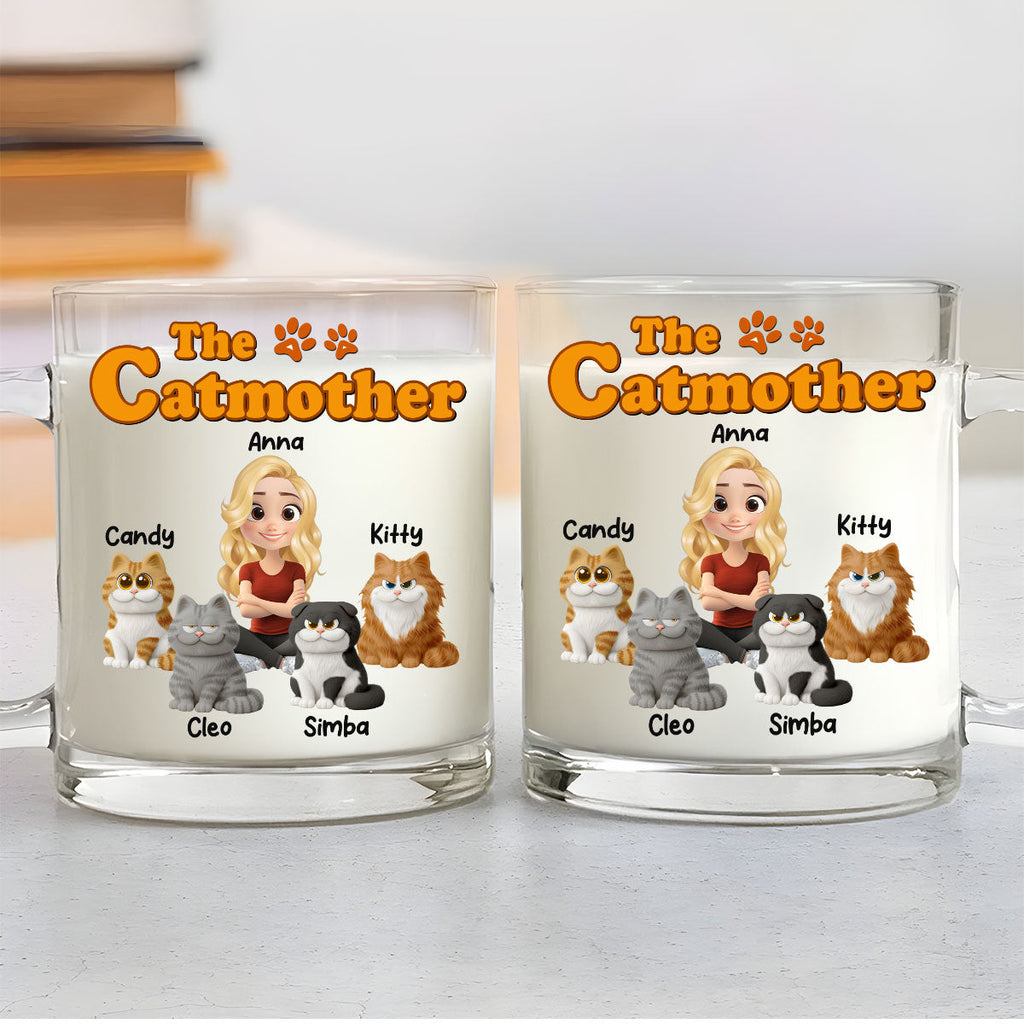 Custom Christmas Birthday Gifts For Cat Mom, Cat Lovers • Mother Funny Chunky Cat - Personalized Glass Mug