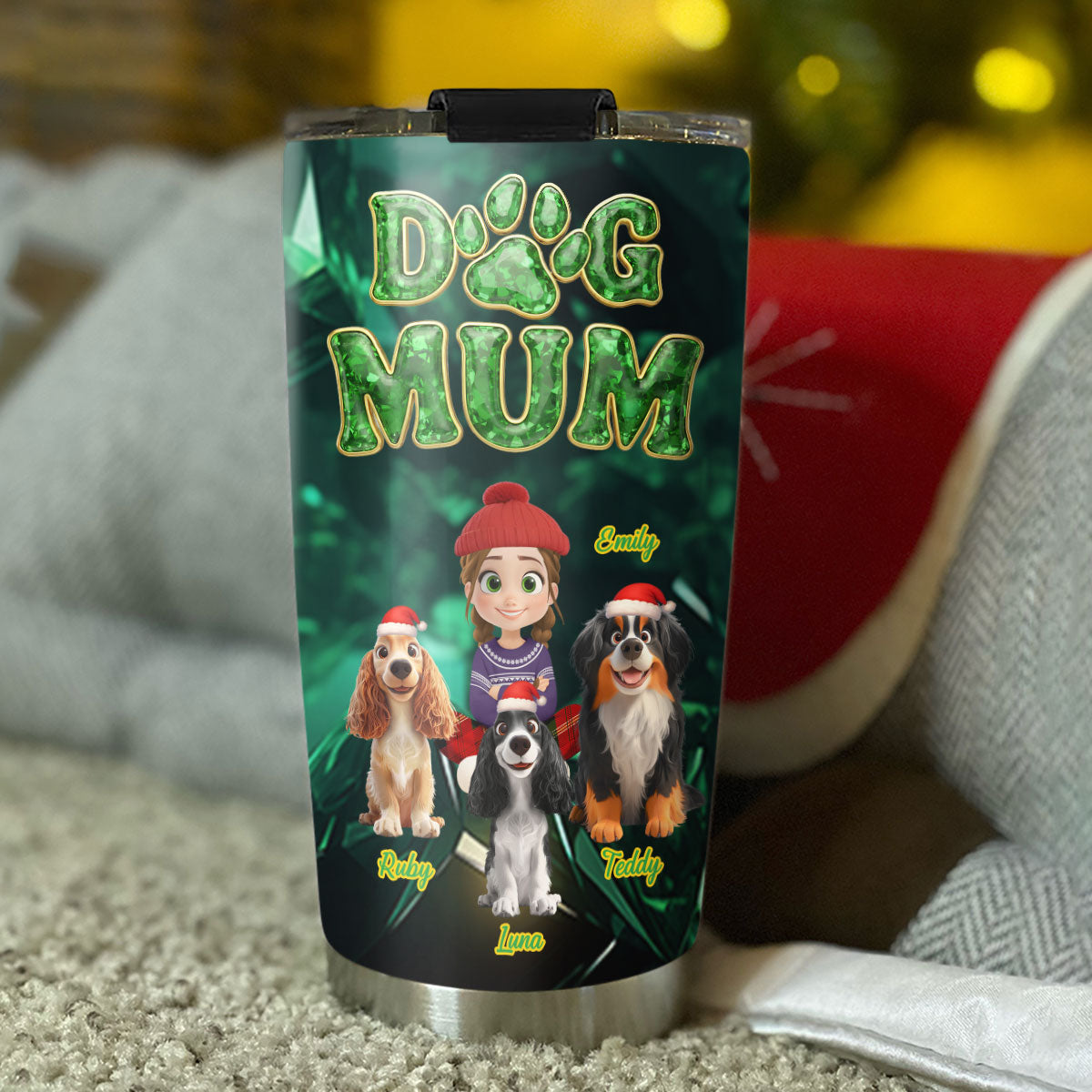Custom Christmas Birthday Gifts For Dog Mom, Dog Lovers • The Pearl Of My Eyes - Personalized 3D Effect Tumbler