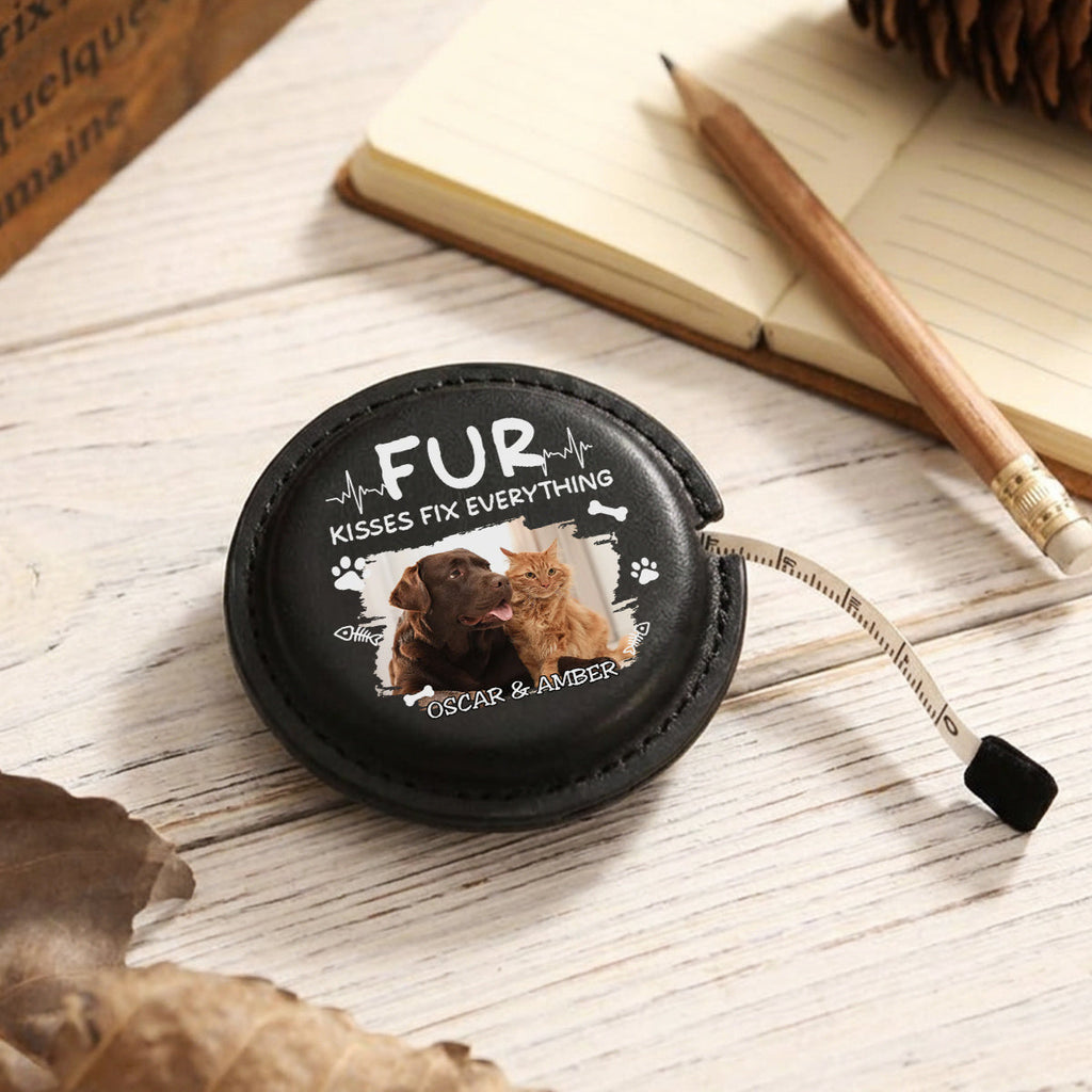 Pet Kisses Photo - Personalized Leather Tape Measure