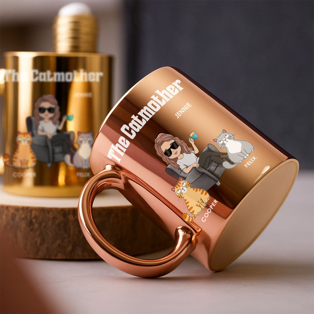 Custom Christmas Birthday Gifts For Cat Mom, Cat Lovers • The Catmother - Personalized Metallic Mug