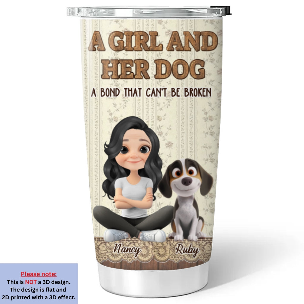 Custom Christmas Birthday Gifts For Dog Mom, Dog Lovers • A Vintage Girl And Her Dog - Personalized 3D Effect Tumbler