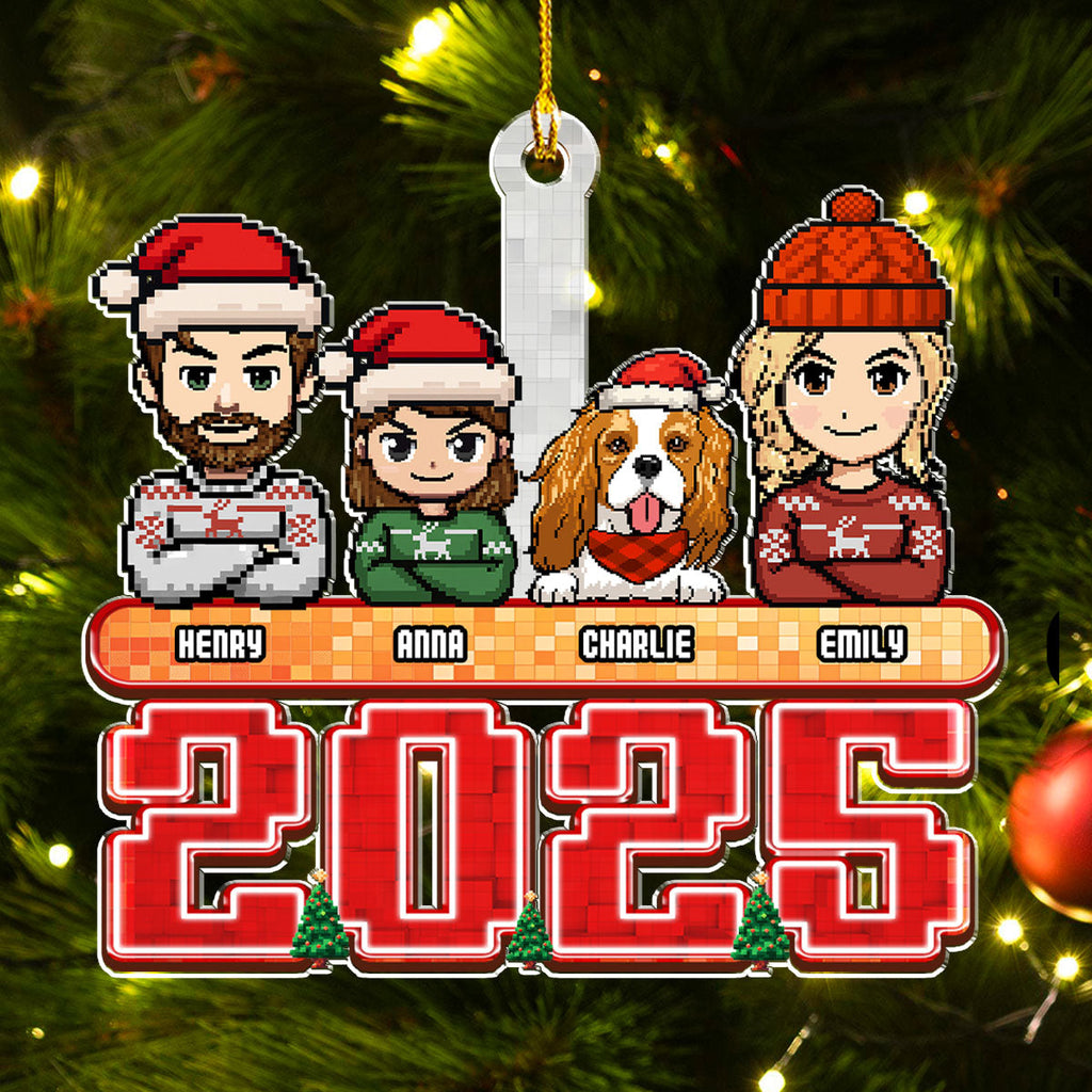 Custom Christmas Decor Home Birthday Gifts For Dog Lovers • Family Pixel 2025 - Personalized Acrylic Ornament