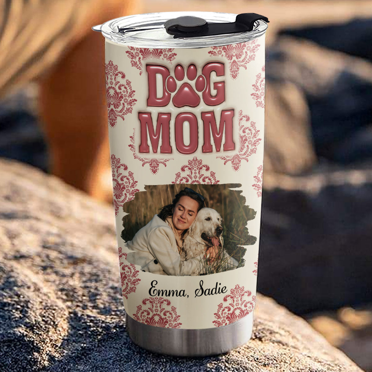 Custom Photo Christmas Birthday Gifts For Dog Mom, Dog Lovers • Queen Of Dogs Photo - Personalized 3D Inflated Effect Tumbler
