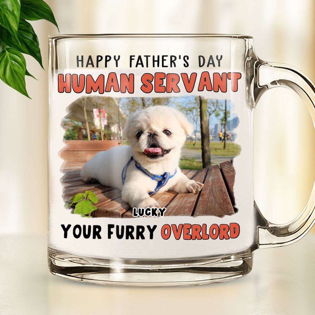 Custom Photo Father's day Birthday Gifts For Dog Dad, Dog Lovers • Your Furry Overlords Pet Ver Photo - Personalized Glass Mug