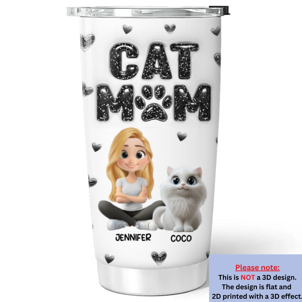 Custom Christmas Birthday Gifts For Cat Mom, Cat Lovers • Adore Cats - Personalized 3D Inflated Effect Tumbler