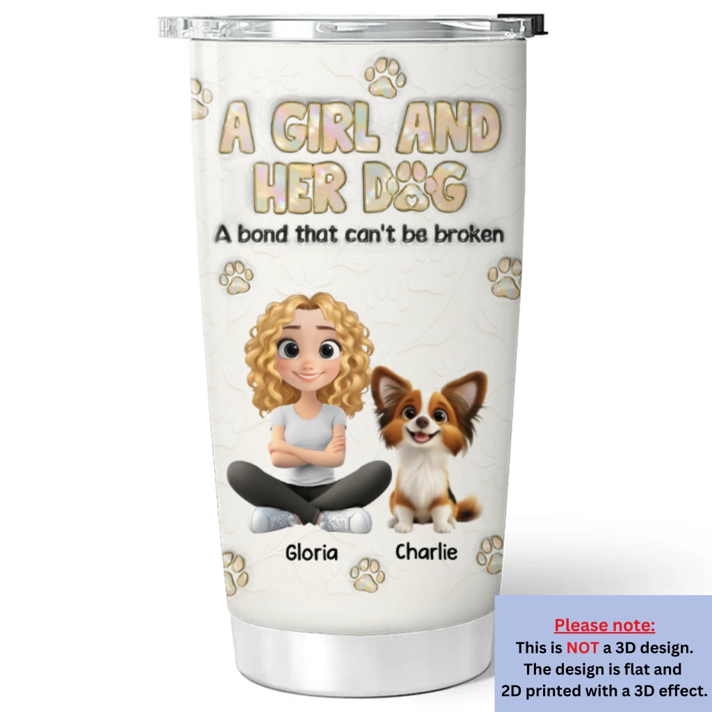 Custom Christmas Birthday Gifts For Dog Lovers • A Girl And Her Dog Ver Pearl - Personalized 3D Inflated Effect Tumbler