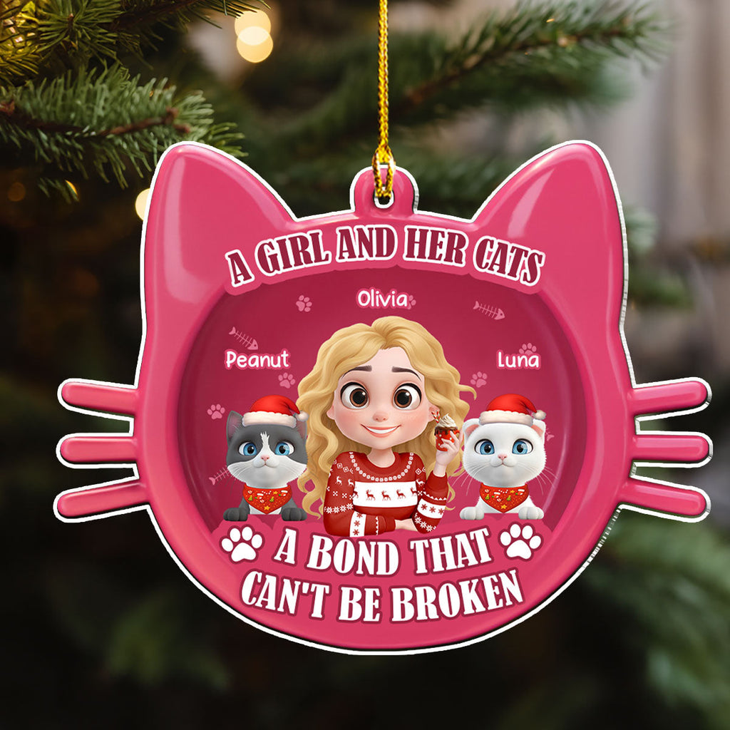 Custom Christmas Decor Home Birthday Gifts For Cat Mom, Cat Lovers • Baby Cat Girlie - Personalized 3D Effect Acrylic Ornament