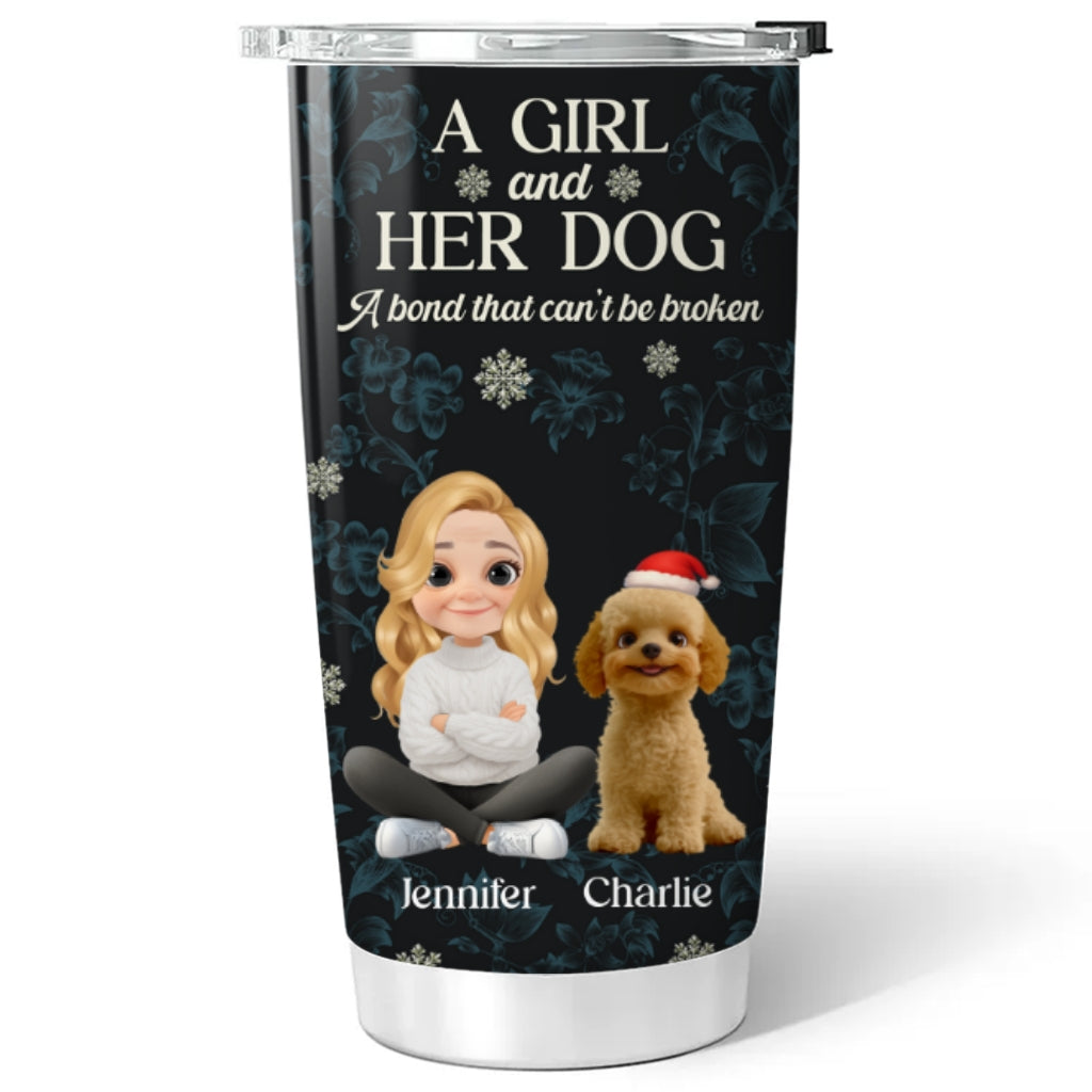 Custom Christmas Birthday Gifts For Dog Mom, Dog Lovers • Charming Christmas Girl And Dogs - Personalized Tumbler