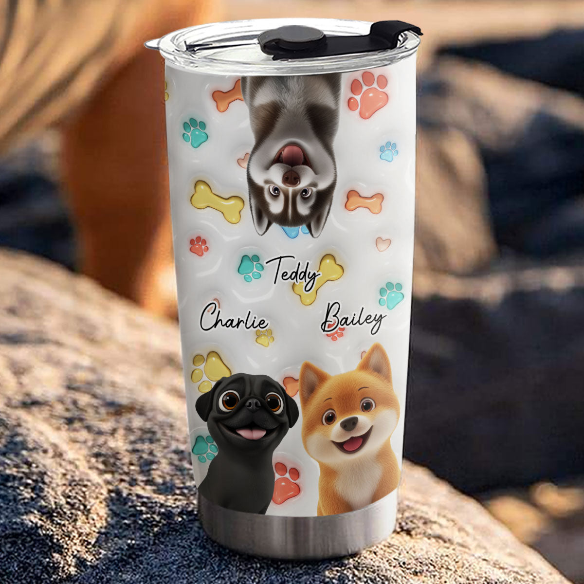 Custom Christmas Birthday Gifts For Dog Lovers • Cute Dog Baby - Personalized 3D Inflated Effect Tumbler