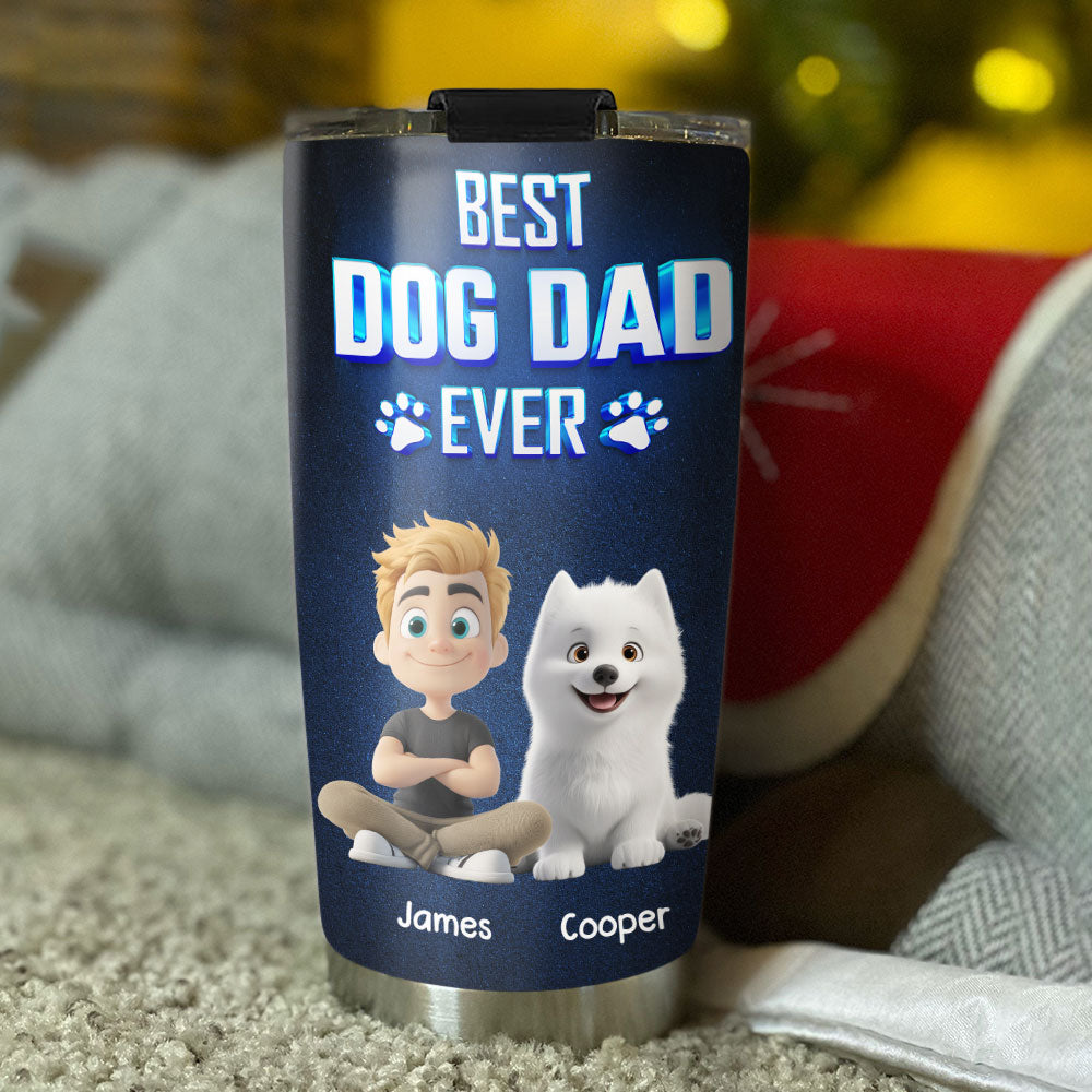 Custom Father's day Birthday Gifts For Dog Dad, Dog Lovers • Dog Dad Blue - Personalized Tumbler