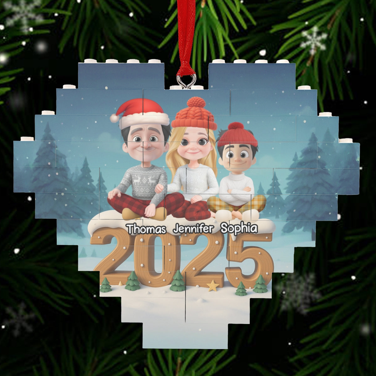 Custom Christmas Decor Home Birthday Gifts For Dog Lovers • As A Family Now Onwards - Personalized 3D Effect Heart Puzzle Ornament