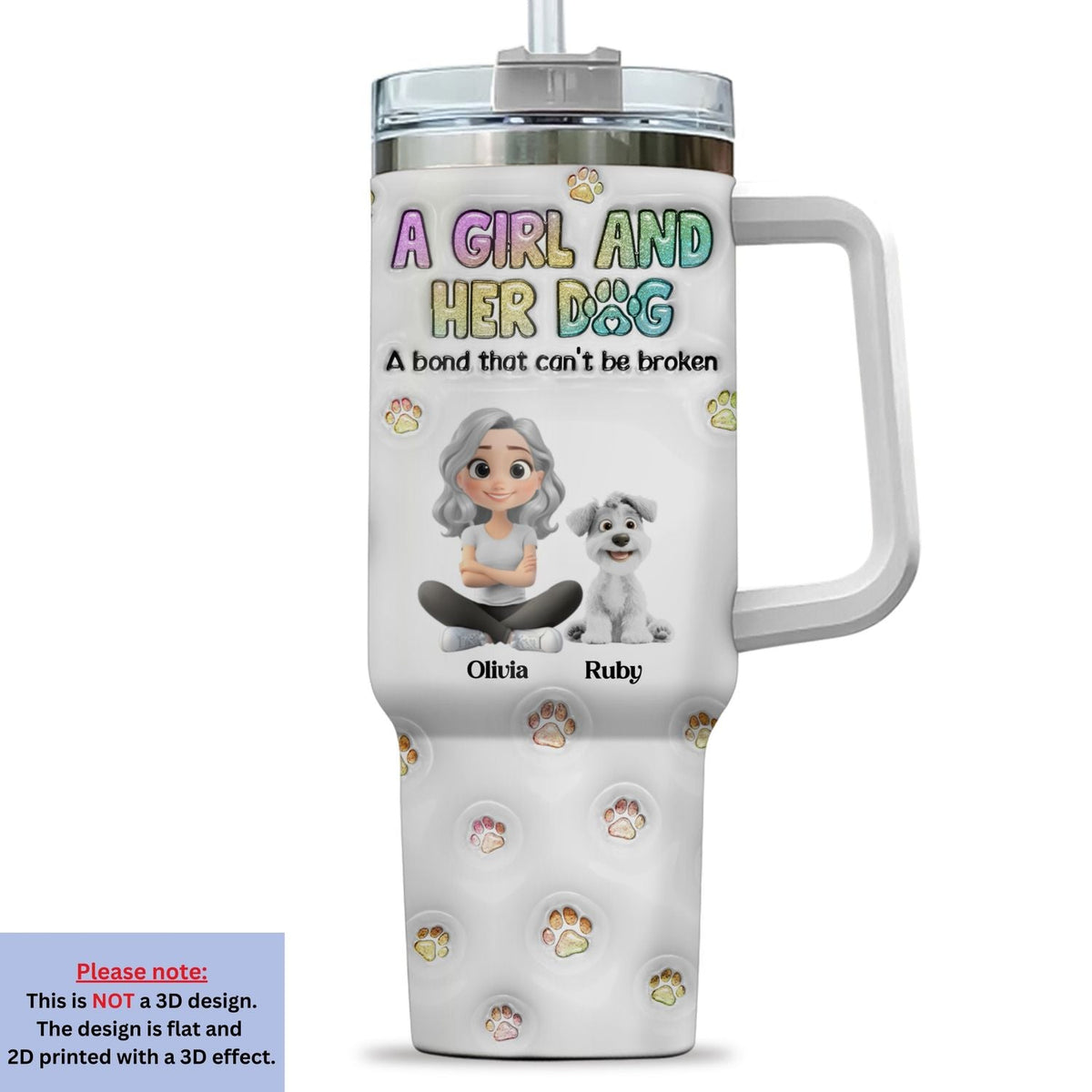 Custom Mother's day Birthday Gifts For Dog Mom, Dog Lovers • A Girl And Her Dog - Personalized 3D Inflated Effect Tumbler