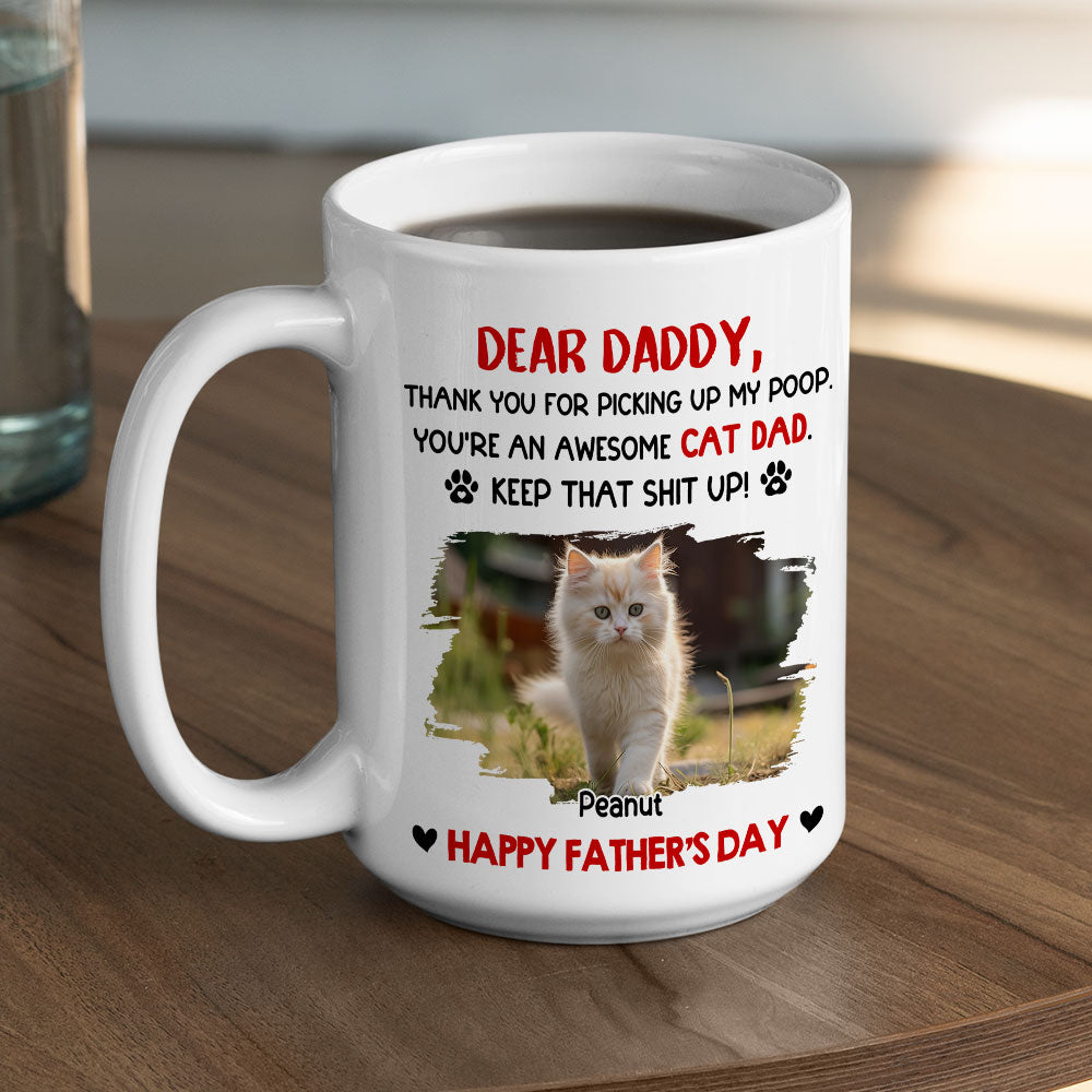Custom Photo Father's day Birthday Gifts For Cat Dad, Cat Lovers • Awesome Cat Dad Photo - Personalized Coffee Mug