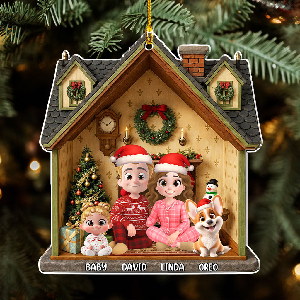 Custom Christmas Decor Home Birthday Gifts For Dog Lovers • Under The Chimney - Personalized 3D Effect Acrylic Ornament