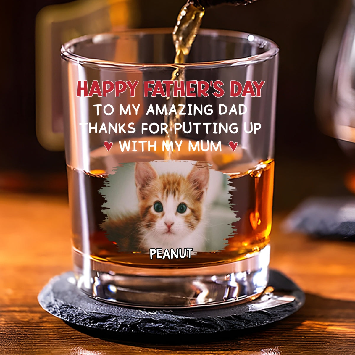 Putting Up With Cat Mom Mum Photo - Personalized Whiskey Glass