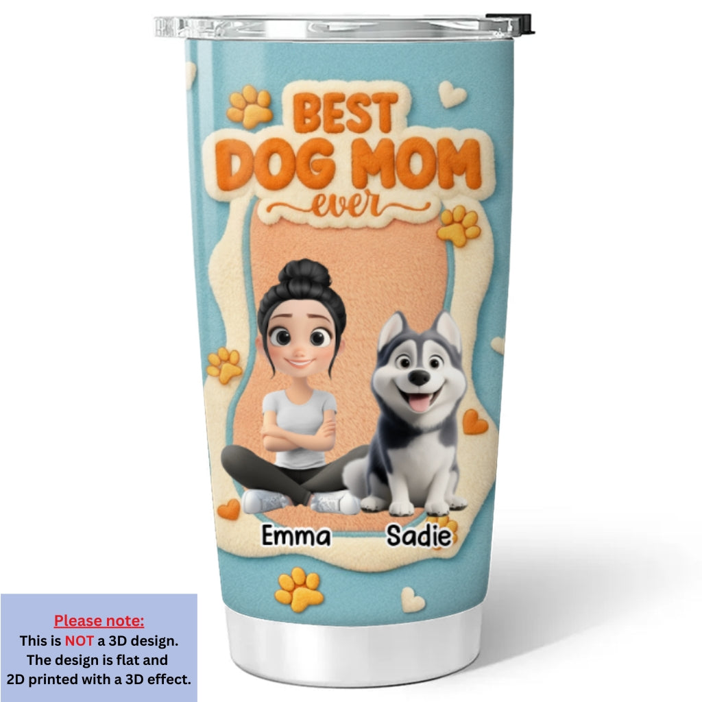 Custom Christmas Birthday Gifts For Dog Mom, Dog Lovers • Best Stuffy Dog Mom - Personalized 3D Effect Tumbler