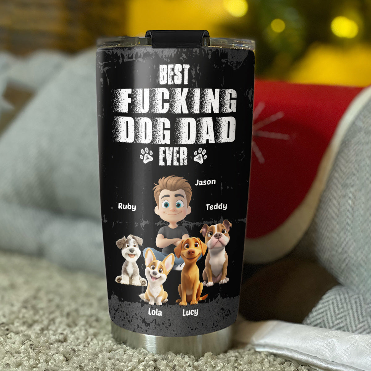 Custom Father's day Birthday Gifts For Dog Dad, Dog Lovers • Best Dad Ever - Personalized Tumbler