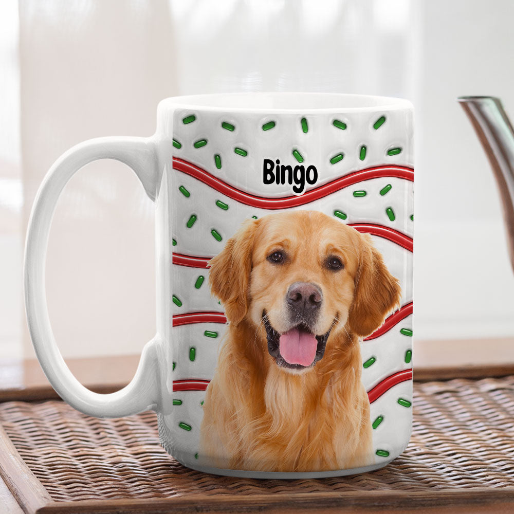 Custom Photo Christmas Birthday Gifts For Dog Lovers • Dog And Cake Cartoon Photo - Personalized 3D Inflated Effect Mug