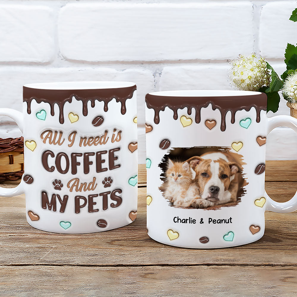 Coffee And Pet Photo - Personalized 3D Inflated Effect Mug