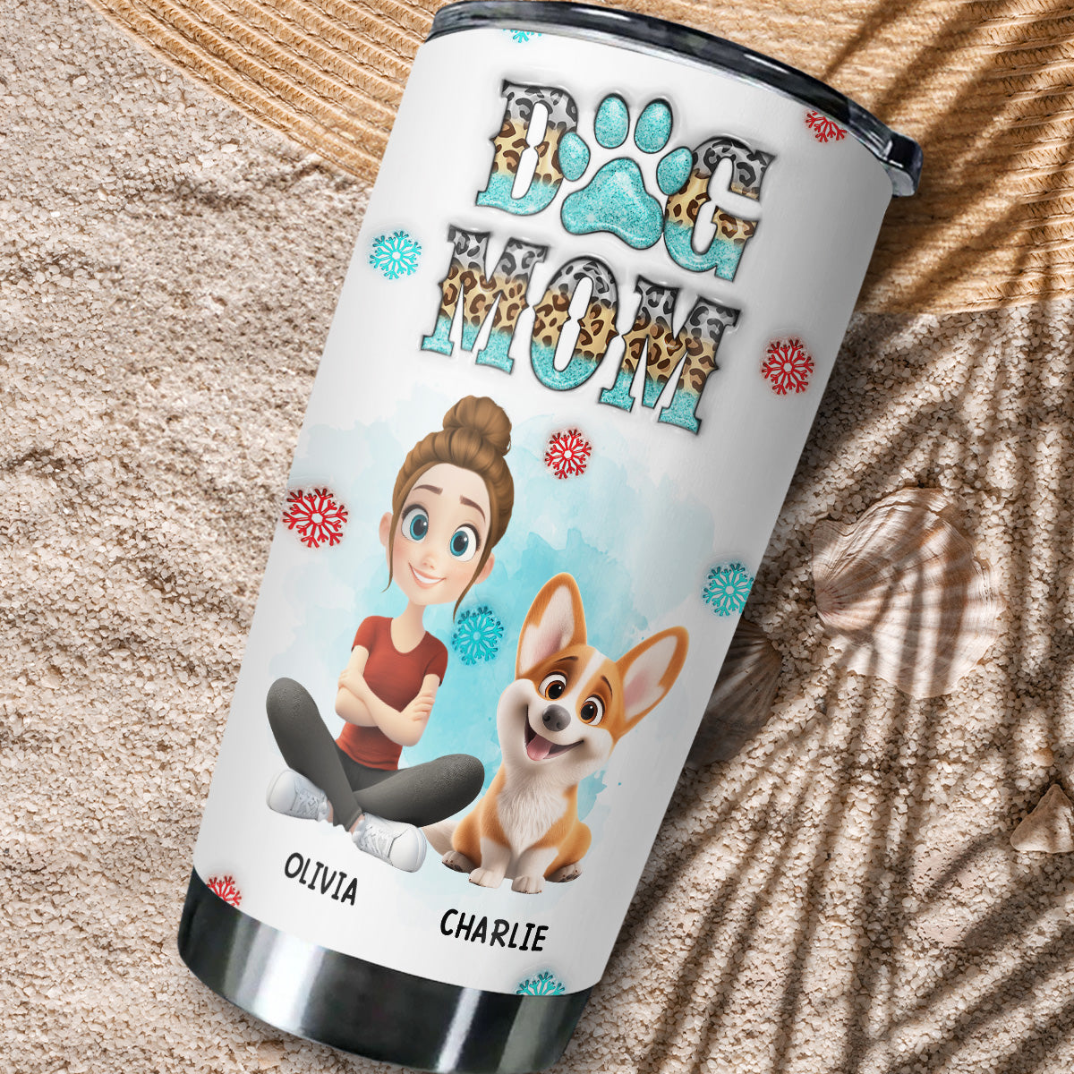 Custom Christmas Birthday Gifts For Dog Mom, Dog Lovers • Under The Winter Sky - Personalized 3D Effect Tumbler
