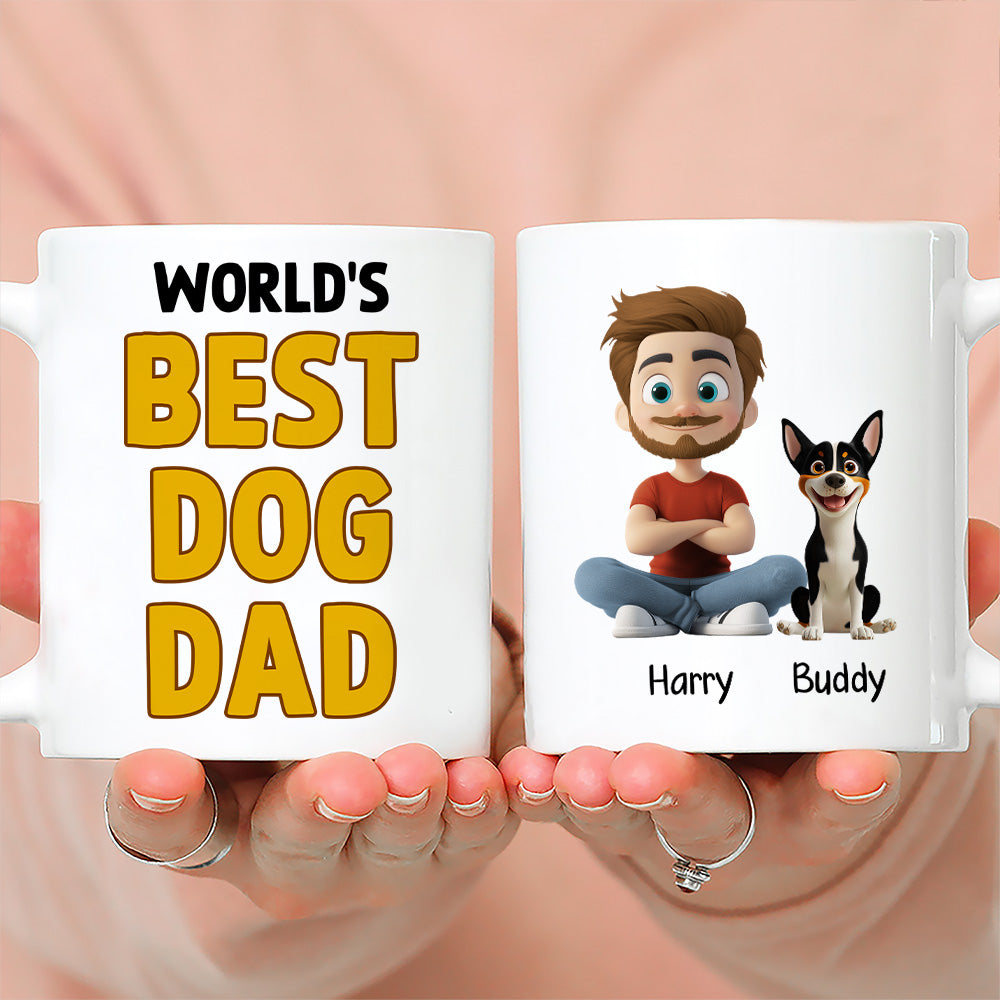 Custom Christmas Birthday Gifts For Dog Lovers • Best Dad In The World - Personalized Coffee Mug