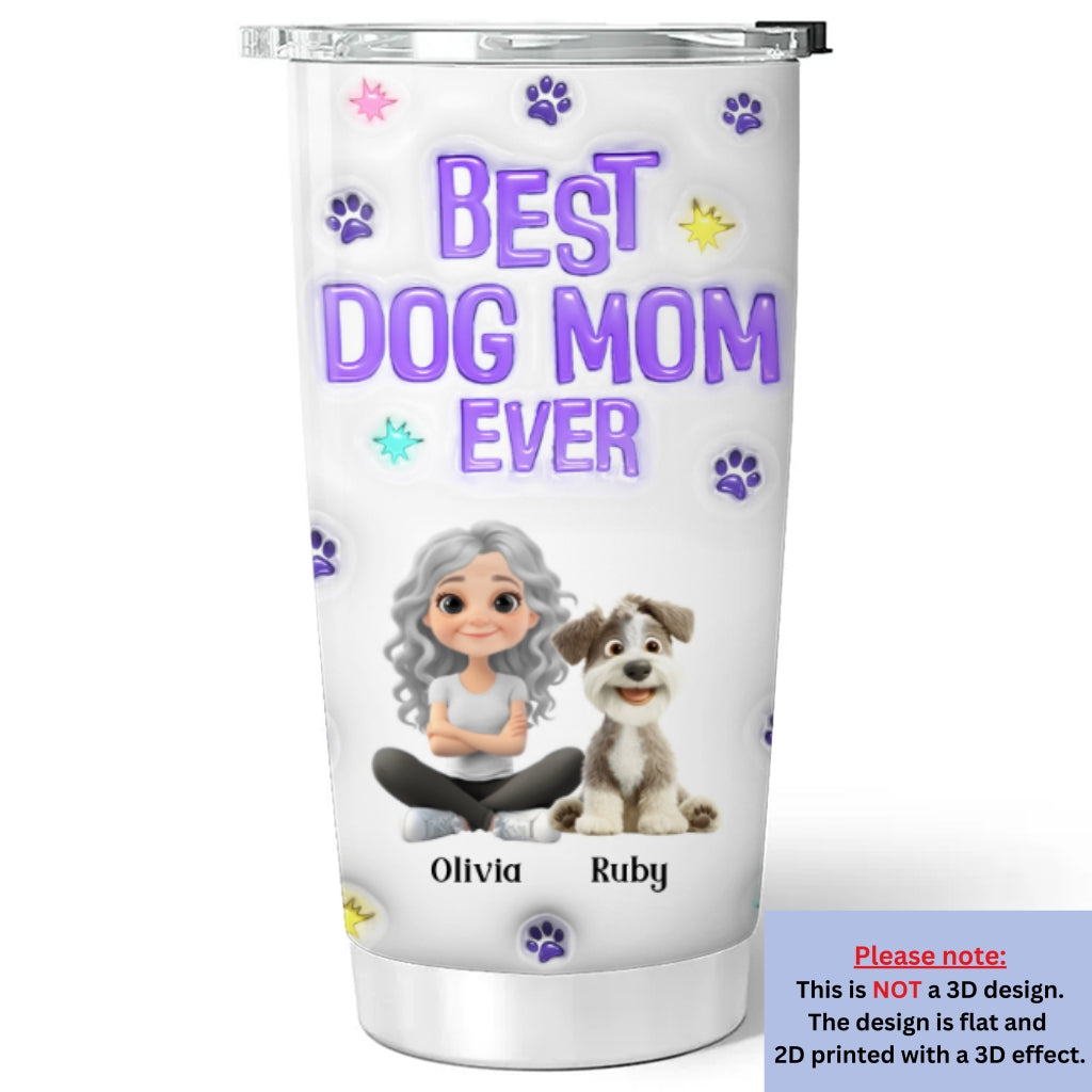 Custom Mother's day Birthday Gifts For Dog Mom, Dog Lovers • Dog Mom Power Cartoon Chibi - Personalized 3D Inflated Effect Tumbler