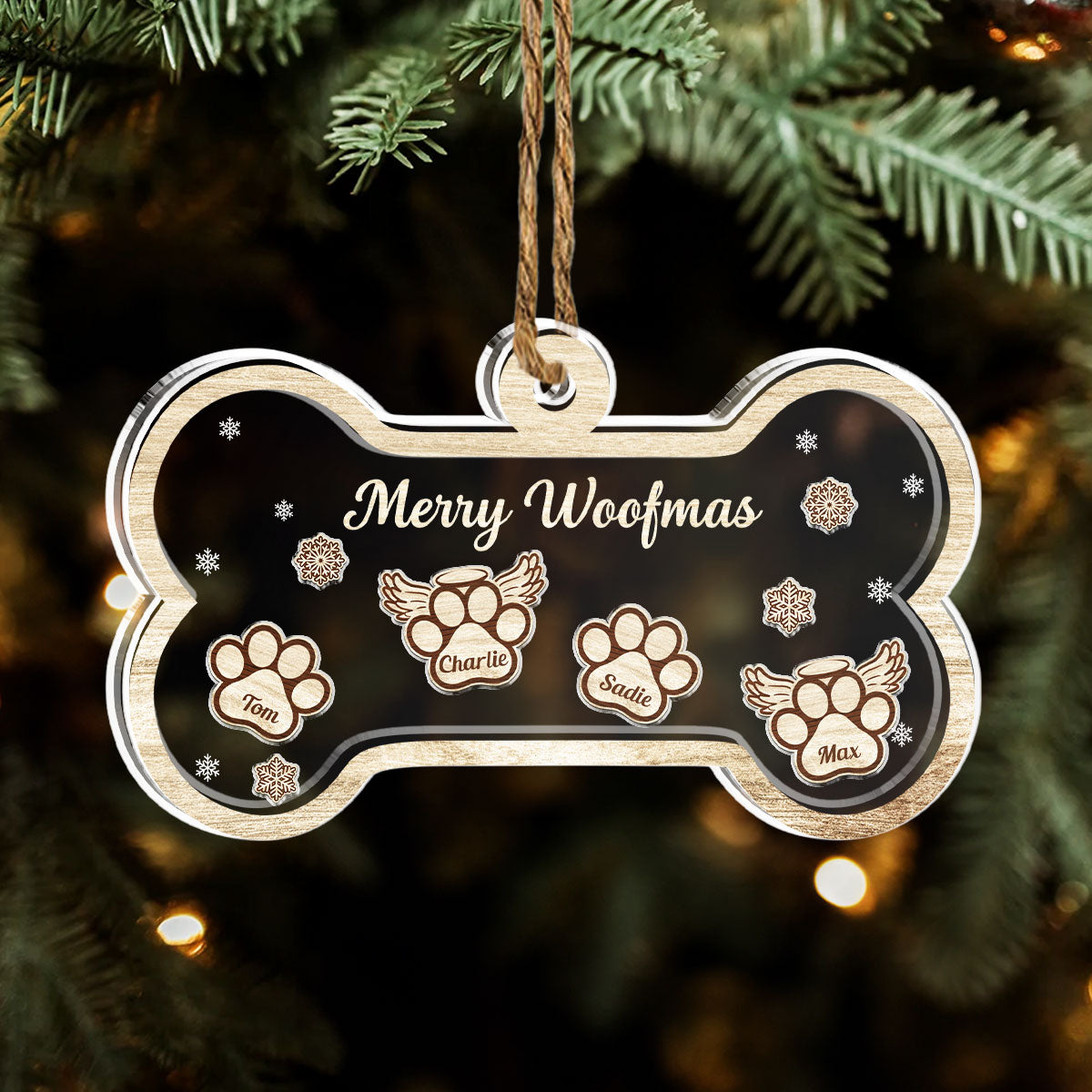 Paw Merry Woofmas - Personalized Acrylic Shaker Ornament