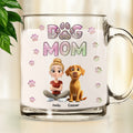 Custom Christmas Birthday Gifts For Dog Mom, Dog Lovers • Dog Mom Lovely Chibi - Personalized 3D Inflated Effect Glass Mug