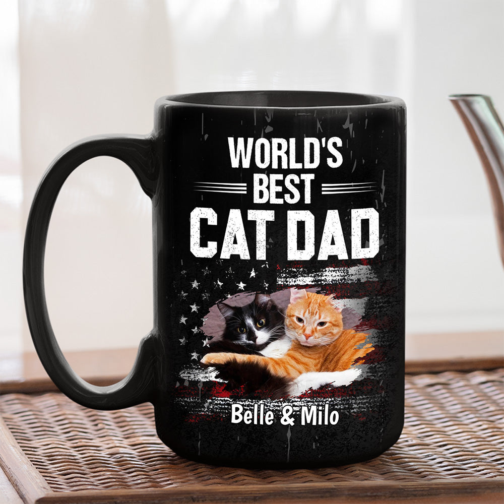 Custom Photo Mother's Father's day Birthday Gifts For Cat Lovers • World Best Cat Dad Photo - Personalized Coffee Mug