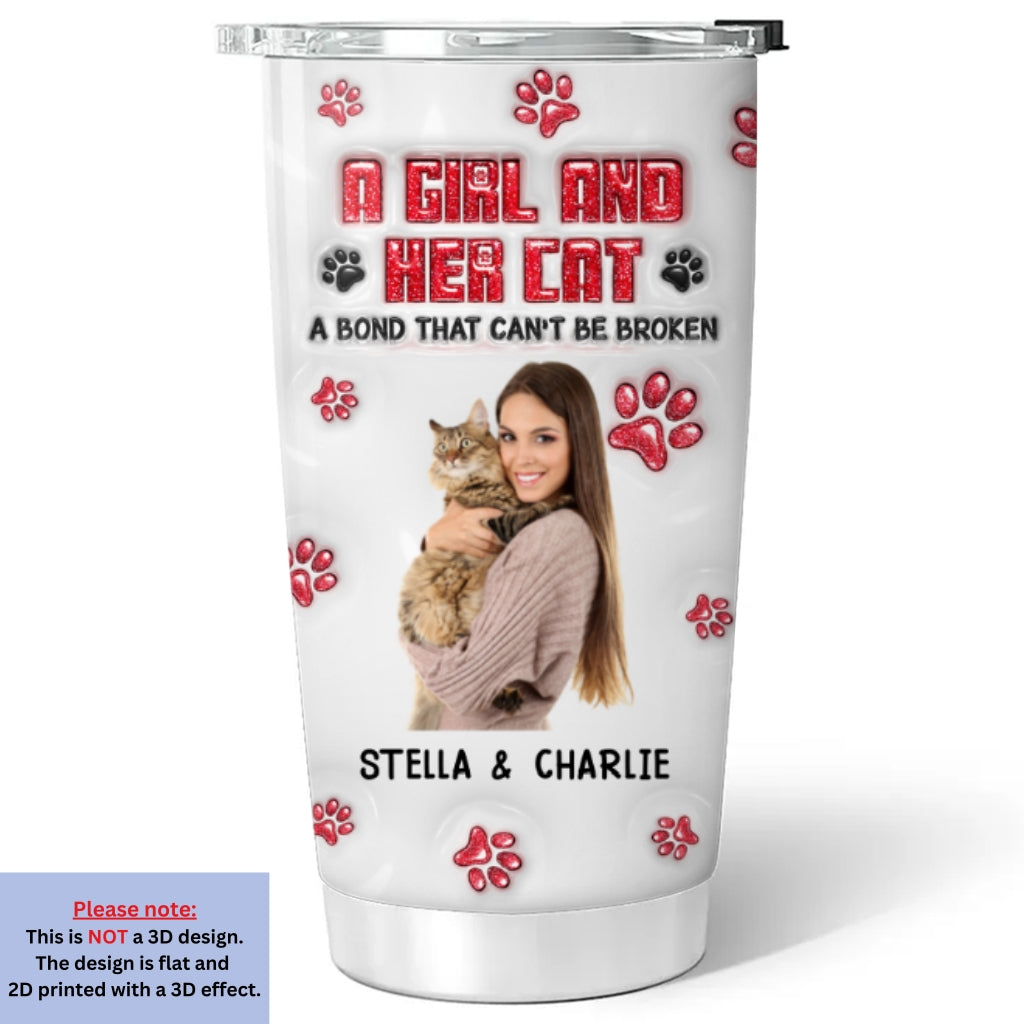 Custom Photo Christmas Birthday Gifts For Cat Lovers • No Space Between Us Cats Photo Ver - Personalized 3D Inflated Effect Tumbler
