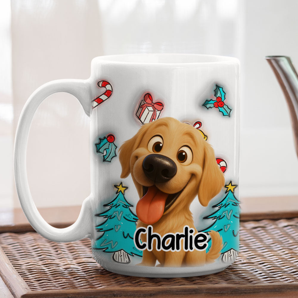 Custom Christmas Birthday Gifts For Dog Mom, Dog Lovers • Santa Is Coming - Personalized 3D Inflated Effect Mug