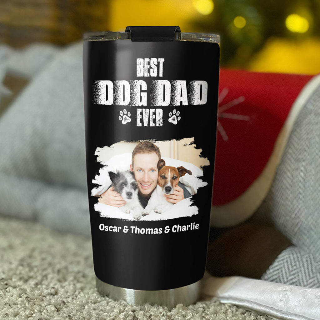 Custom Photo Father's day Birthday Gifts For Dog Dad, Dog Lovers • Best Dad Ever Photo Version 2 - Personalized Tumbler