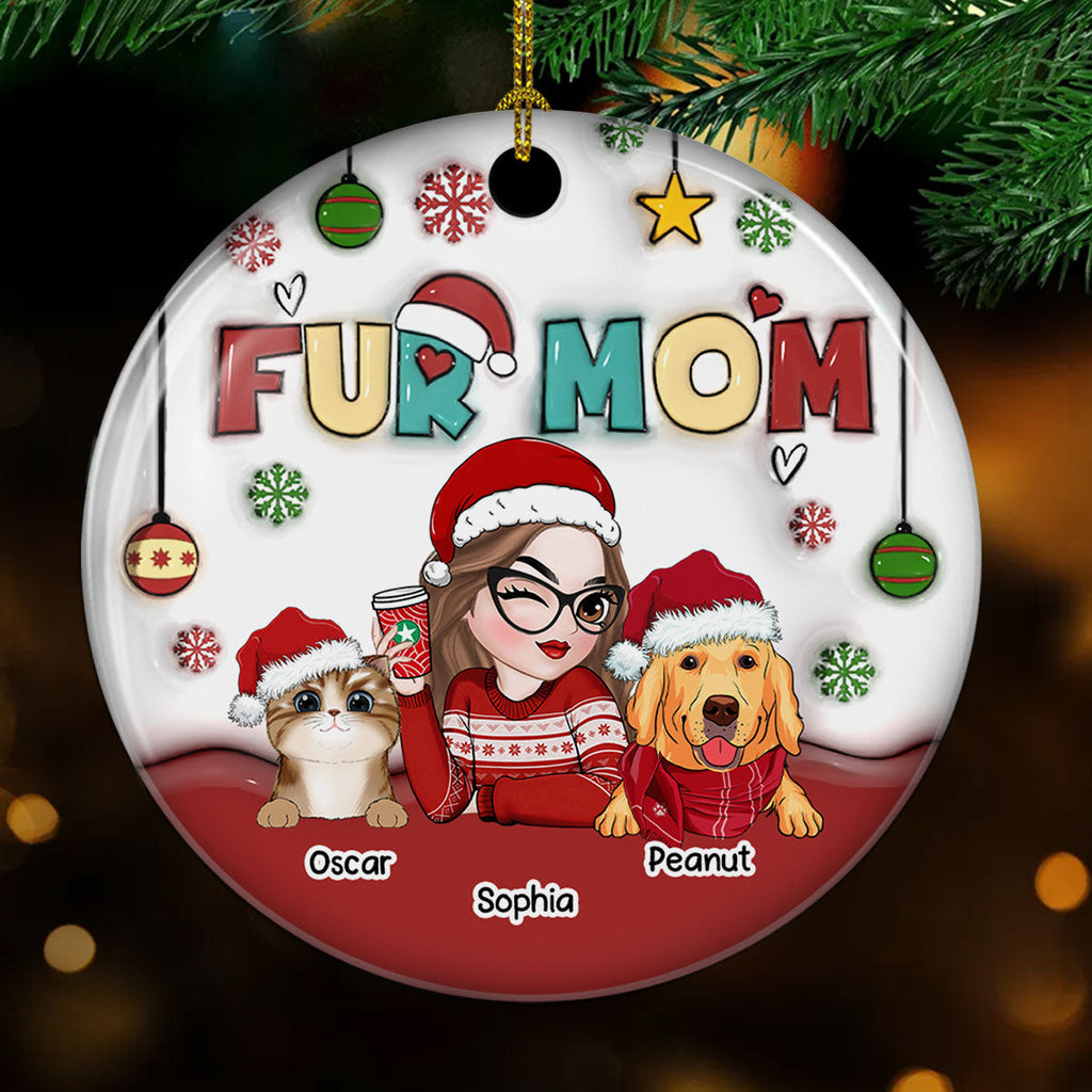 Mom Of Pets- Personalized 3D Inflated Effect Ceramic Ornament