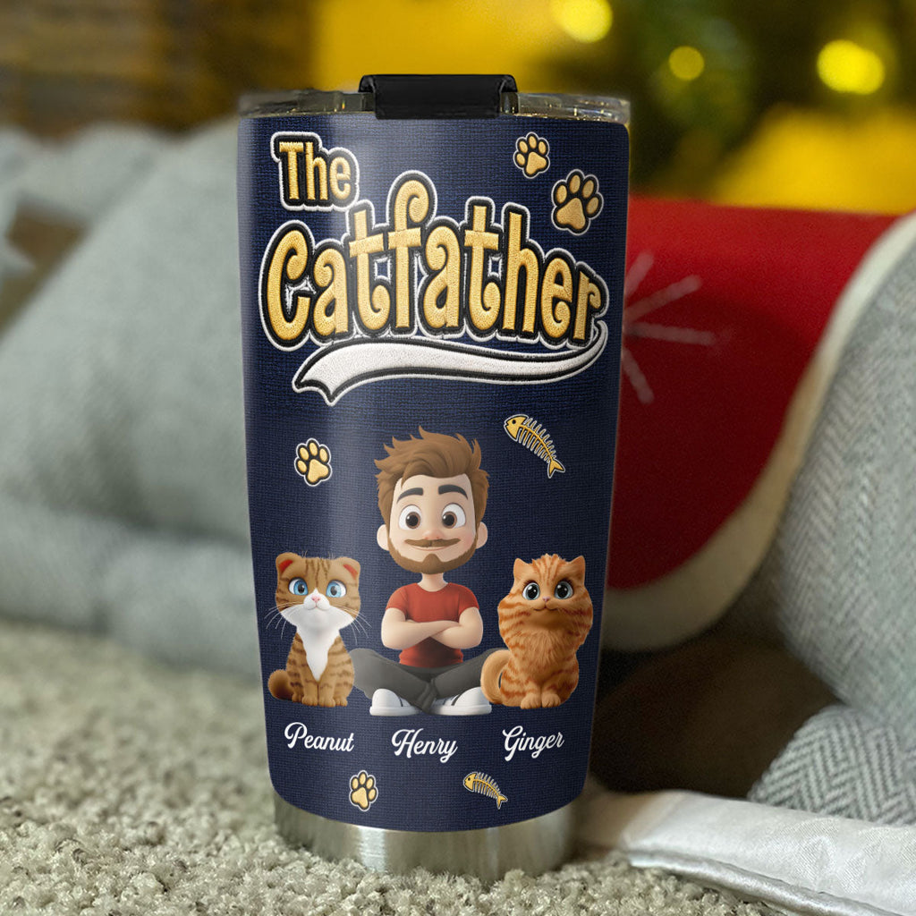 Custom Father's day Birthday Gifts For Cat Dad, Cat Lovers • New Effect Cool Cat Father - Personalized Tumbler