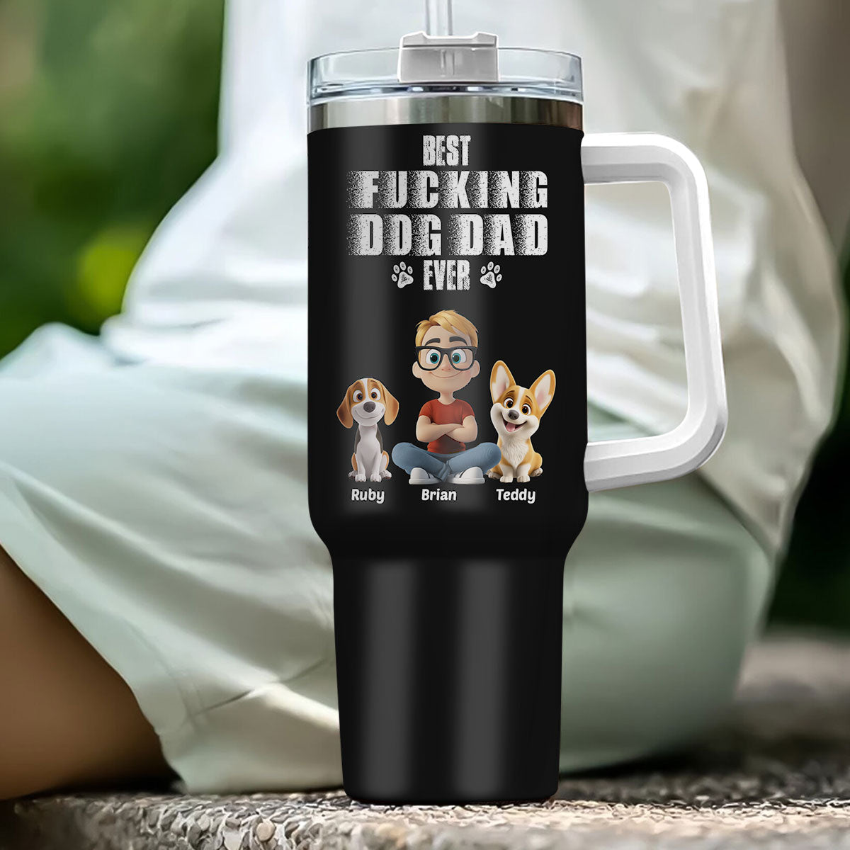 Custom Father's day Birthday Gifts For Dog Dad, Dog Lovers • Best Dad Ever - Personalized Tumbler