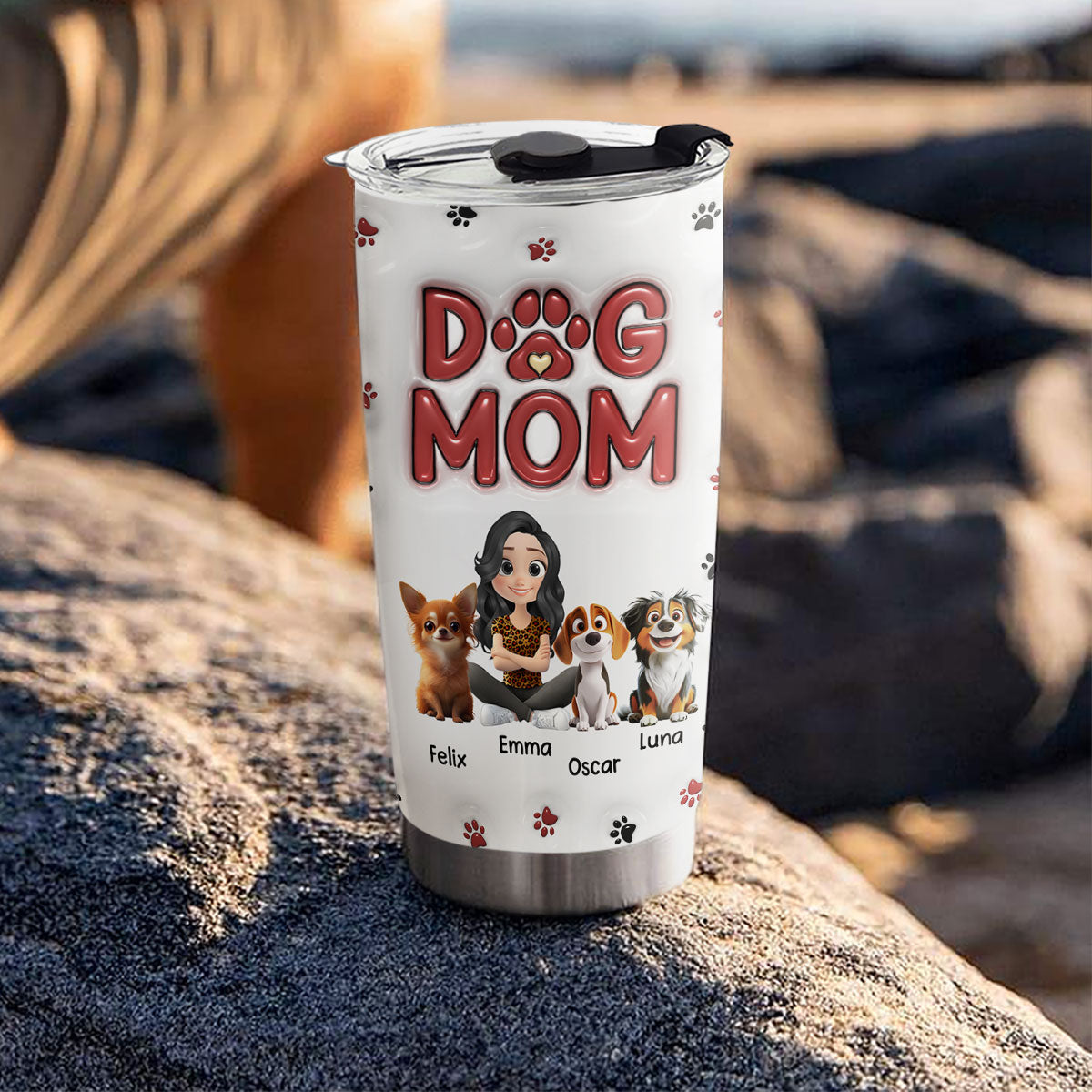 Custom Christmas Birthday Gifts For Pet Lovers • Lovely Dog Mom New Style - Personalized 3D Inflated Effect Tumbler