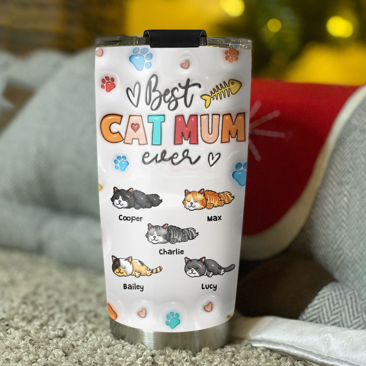 Custom Mother's day Birthday Gifts For Pet Mom, Pet Lovers • Proud To Be Cat Mom - Personalized 3D Inflated Effect Tumbler