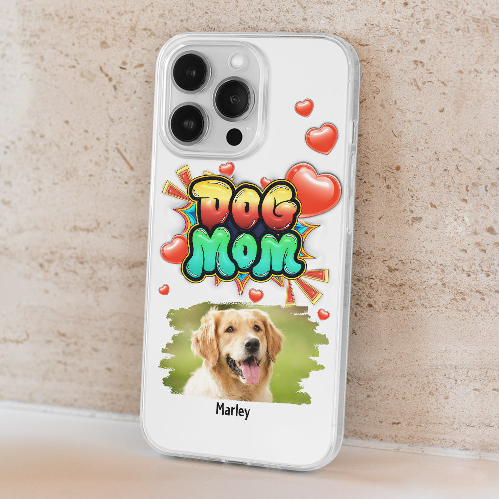 Dog Mom Gradient Photo - Personalized 3D Inflated Effect Phone Case