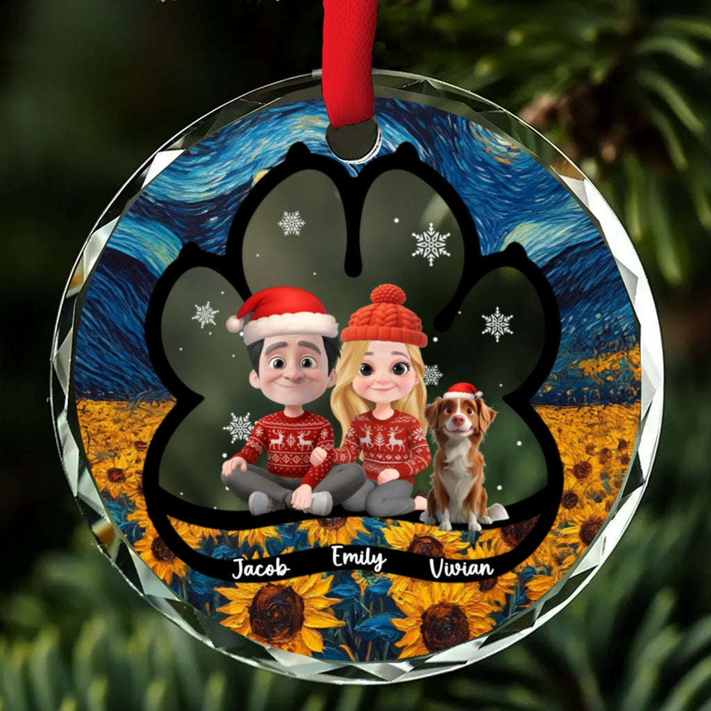 Custom Christmas Decor Home Birthday Gifts For Dog Lovers • Here With Each Other - Personalized Glass Ornament