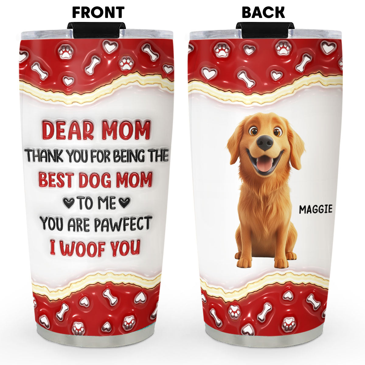 Custom Mother's day Birthday Gifts For Dog Mom, Dog Lovers • Thank You For Being My Best Family - Personalized 3D Inflated Effect Tumbler
