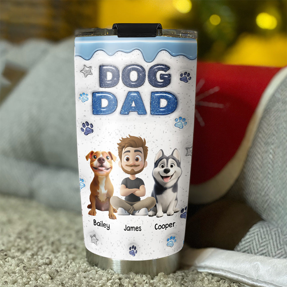 Custom Christmas Birthday Gifts For Dog Lovers • Dog Mom Dad Star - Personalized 3D Inflated Effect Tumbler